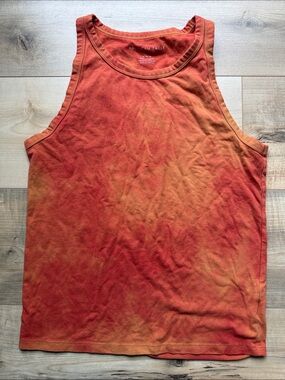 American Eagle Outfitters Orange Red Tie-Dye Tank Top